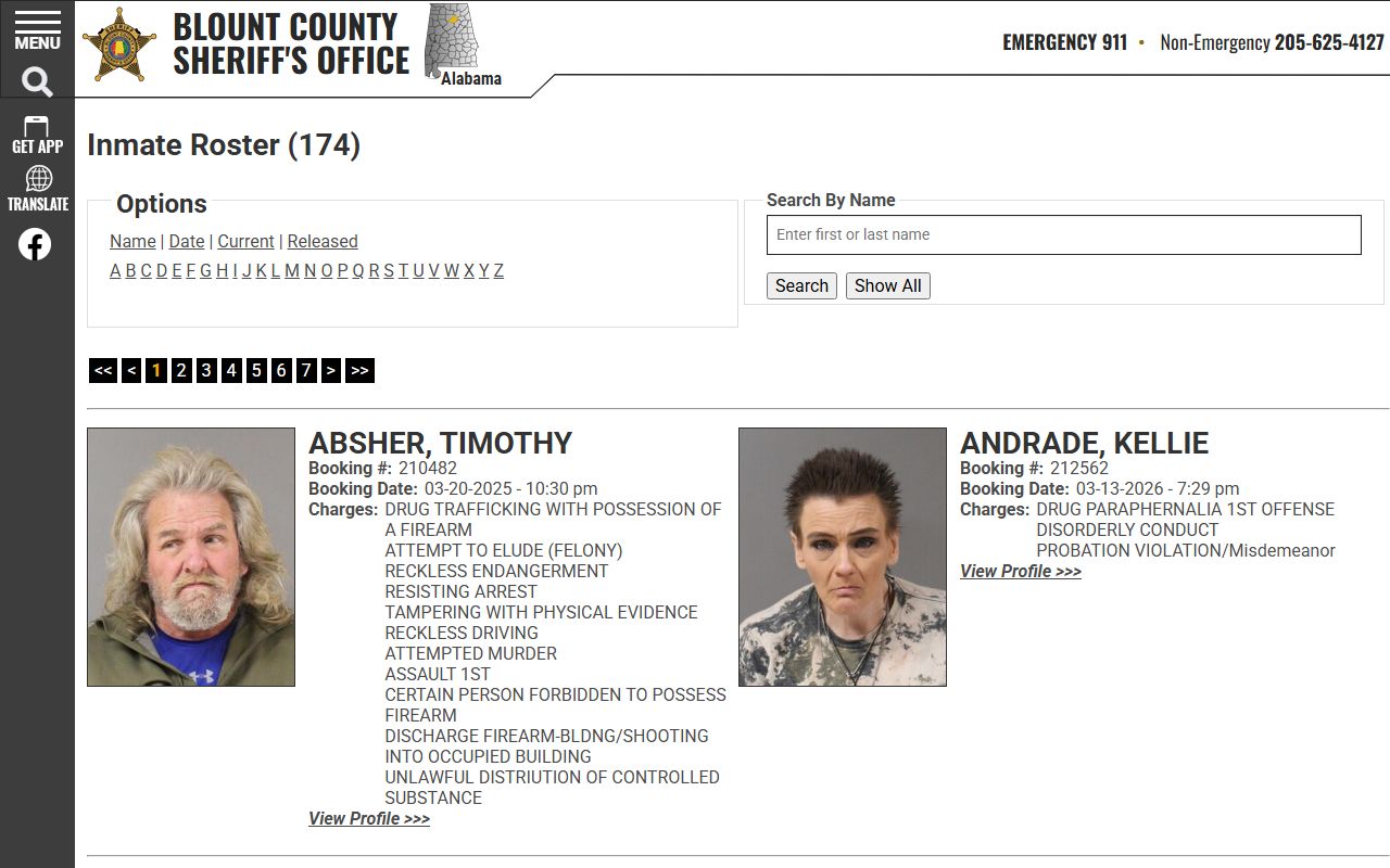 Blount County inmate records current jail roster