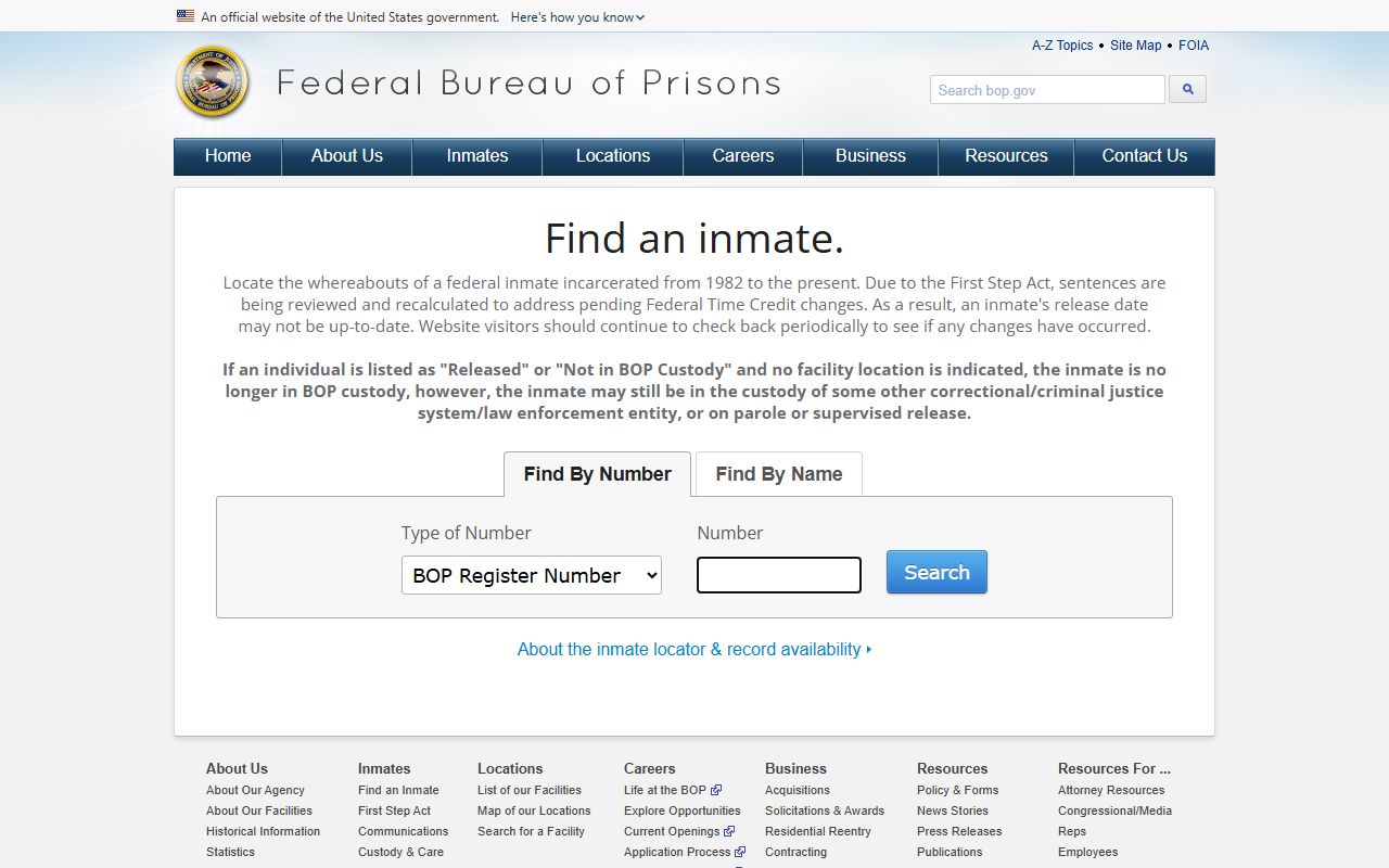 Federal BOP inmate locator for Blount County residents in the federal inmate population